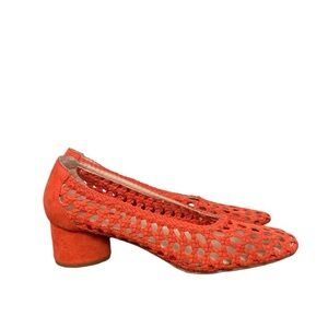 TOPSHOP red orange heeled open weave shoes
